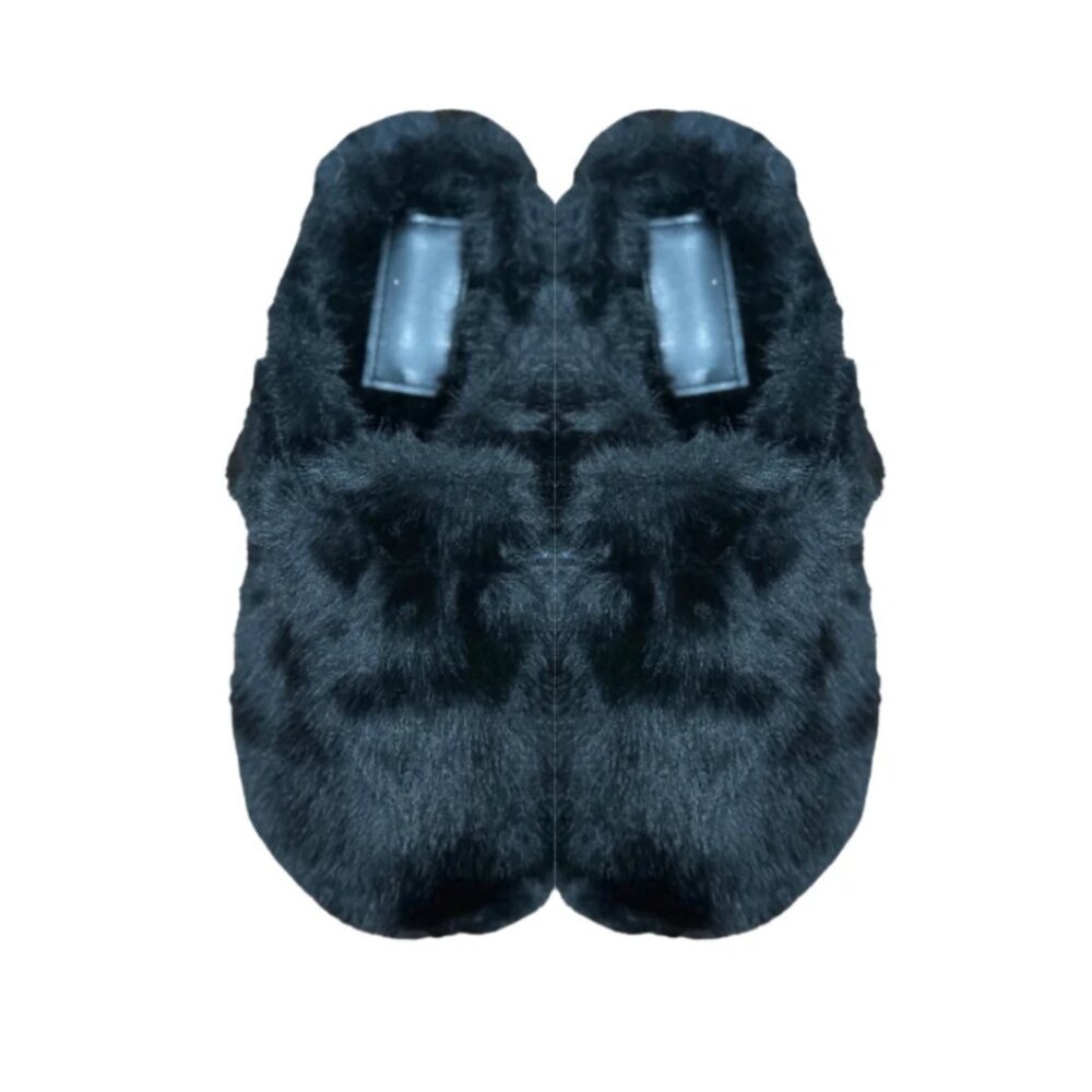 Faux Fur Clogs - Black